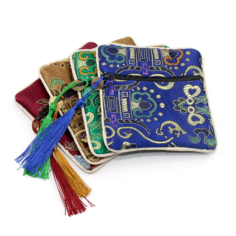 Китайский Стиль с вышивкой в стиле ретро Удобная атласная кисточка отделение для