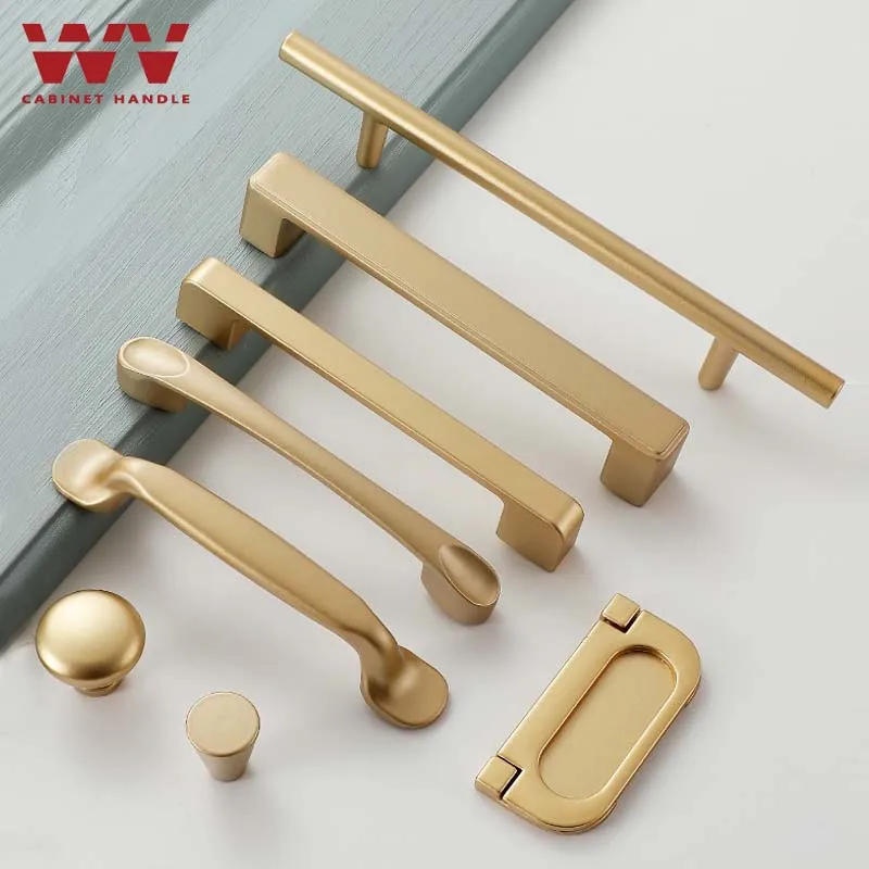 

WV American Style Cabinet Handles Matte Gold Aluminum Alloy Kitchen Cupboard Door Pulls Drawer Knobs Furniture Handle Hardware