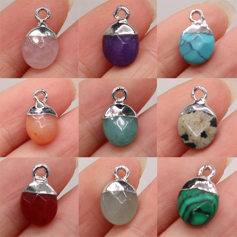 

2022 Natural Semi-precious Stone Faceted Pendant Oblate Fashion Exquisite Pendant Jewelry For Making DIY Necklace Accessories