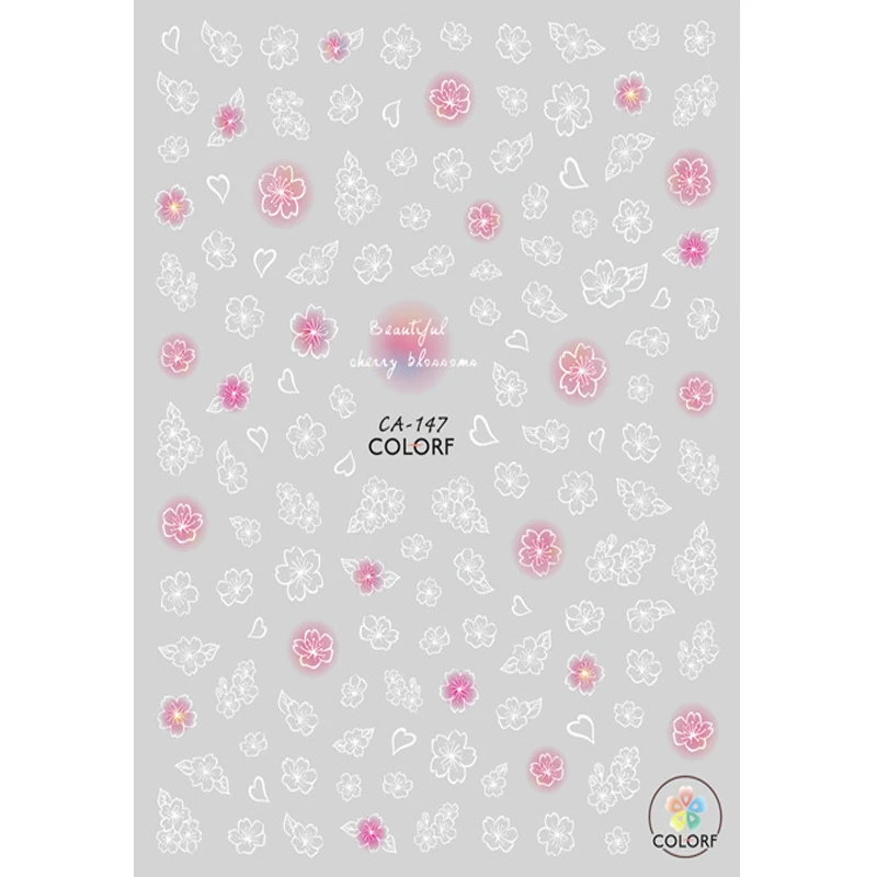 

Beautiful Cherry Blossoms Flowers Nails Art Manicure Back Glue Decal Decorations Design Nail Sticker For Nails Tips Beauty