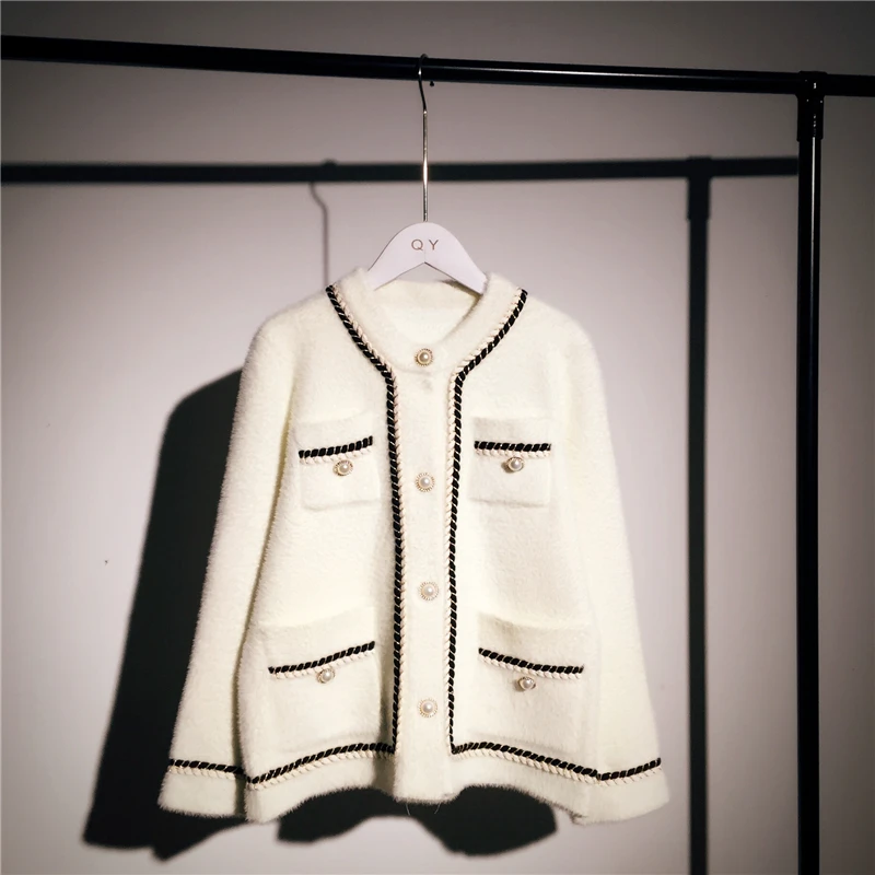 

Knitted Cardigan Women's Sweater Fashion Long-sleeve Loose Autumn Jacket Coat Button Thick V-neck Overd Blouse Tops Coats