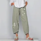 Женские брюки с принтом бабочки и одуванчика, повседневные модные летние свободные брюки из хлопка и льна с принтом и широкими штанинами, новинка 2021