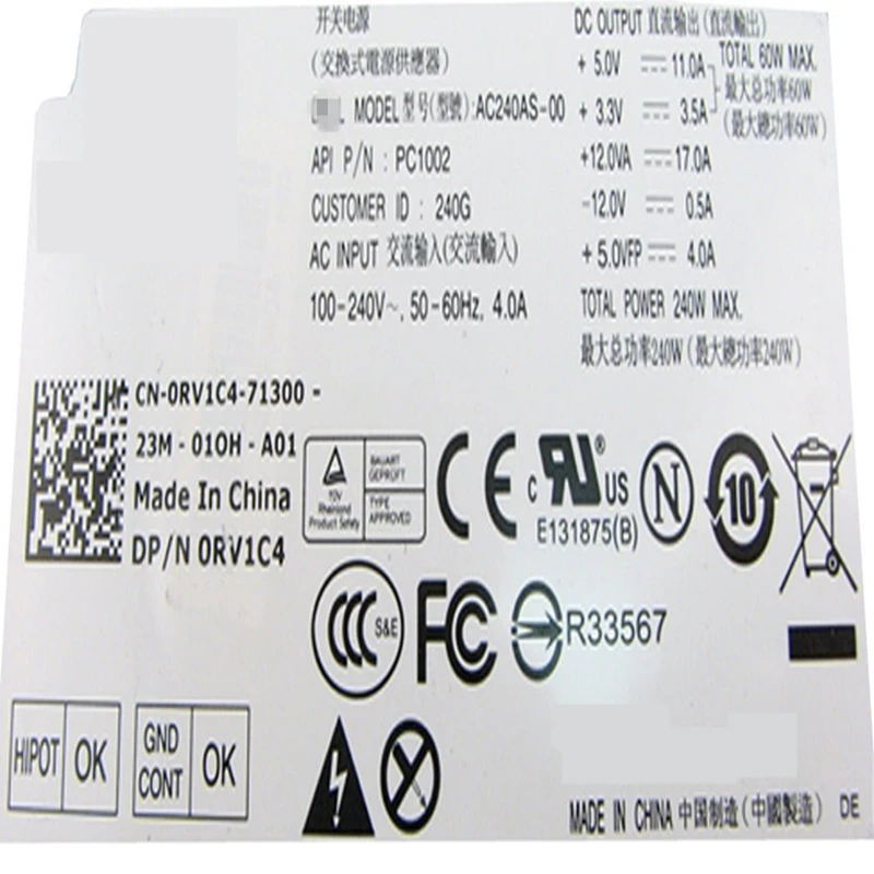 PSU для Dell OptiPlex 390 790 990 3010 7010 9010 с волокнно-Оптической вилкой Питание 3WN11 L240AS-00 TXYM H240AS-00 01 AC240AS-00 01 H240ES-00