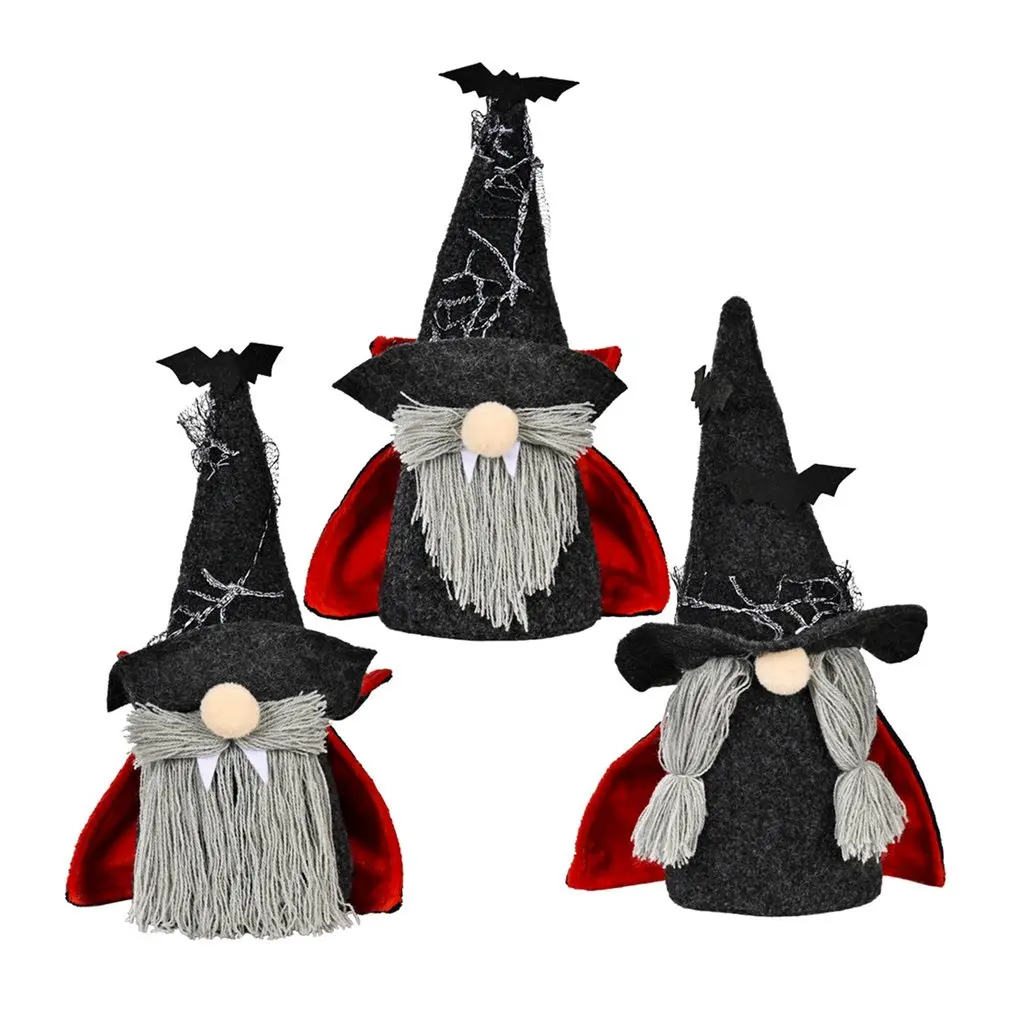 

3PC Halloween Gnomes Decoration Ornament Vampire Bat Wizard Witch Faceless Doll Garden Gnome Decor Halloween Xmas Gift Home Deco