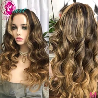 honey blonde highlights brown lace front wig 13x413x6 human hair frontal wigs loose wave remy hair glueless 150 preplucked