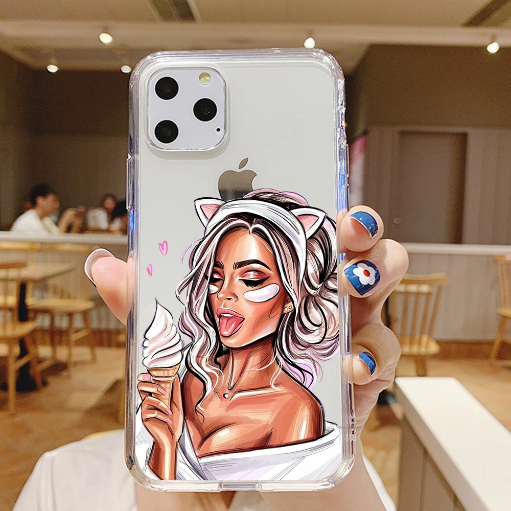 

fashion girl couple woman Phone Case for IPhone 12 Mini 5 6 6S 7 8 SE Plus X XS XR 11 Pro Max Coque Funda Soft silicone TpuCover