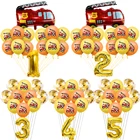 Автомобиль пожарная машина воздушный шар мультяшный латексный шар детский Декор для будущей мамы мальчик дети Сэм Пожарная служба день рождения одноразовая посуда