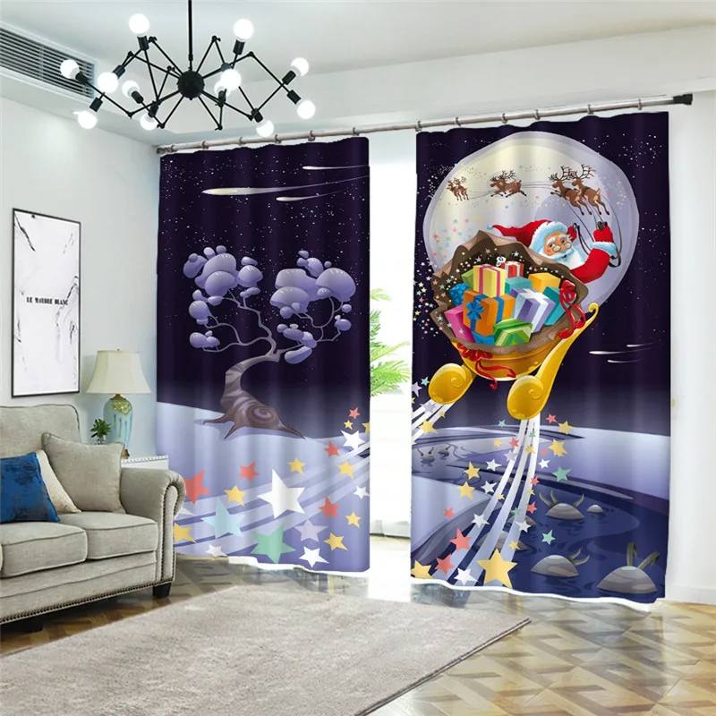 

3D Curtain for the living room Curtains for bedroom Luxury home Modern Curtains Sky Santa Claus gift is beautiful