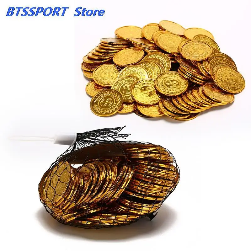 

100Pcs/pack poker casino chips bitcoin model bitcoin gold plating Plastic Pirate Gold Coins