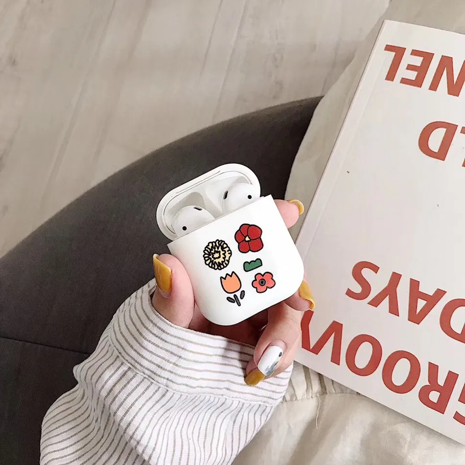 Four Flower Для AirPods случае 3D мультяшный наушник чехол для Apple Airpods 2 забавные интимные аксессуары защитную крышку с палец кольцо ремень - Цвет: Four Flower