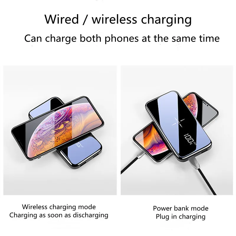 

Wireless Power Bank Lightweight Piano Face Portable Mobile Power For iPhone 12 Mini Pro Max Xiaomi 10000mAh Wireless Charger