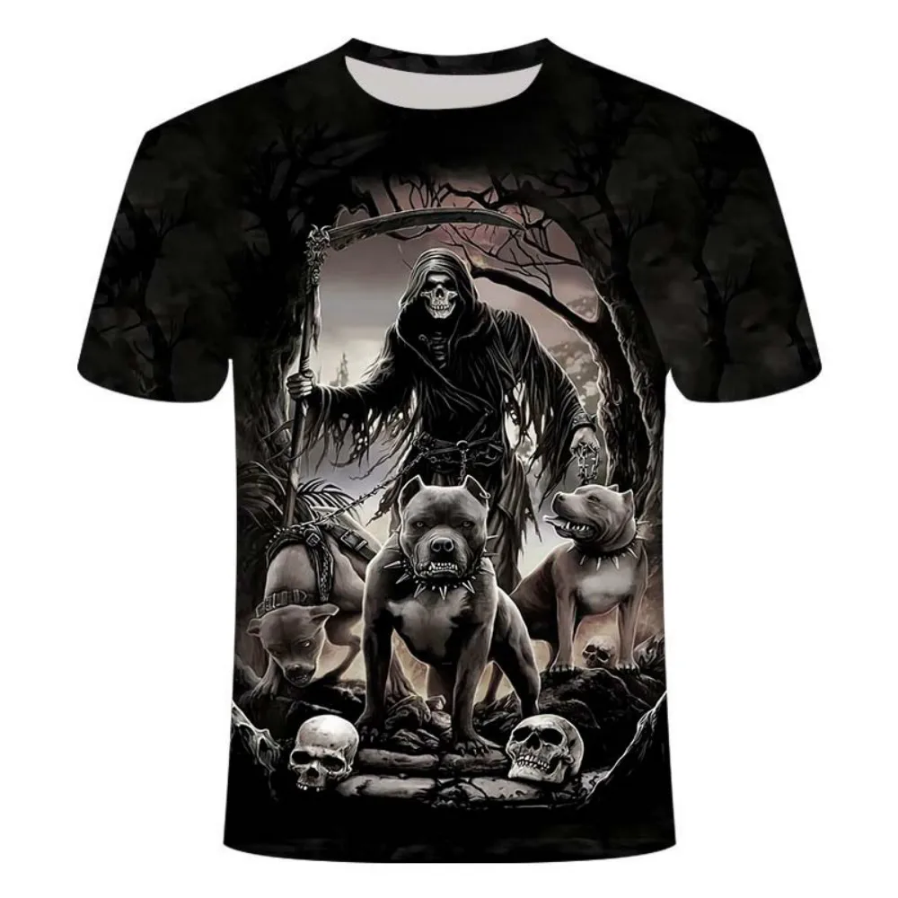 

Horror skull 3D printing T-shirt men's and women's fashion personality breathable top casual sports top 2021 summer