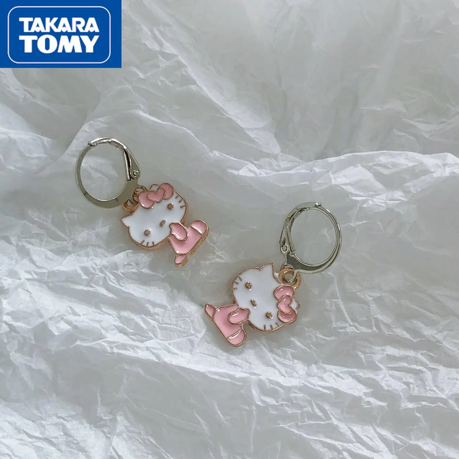 

Милые серьги TAKARA TOMY с рисунком Hello кольцо с дизайном «котёнок», простые Необычные темпераментные серьги, осенне-зимние серьги