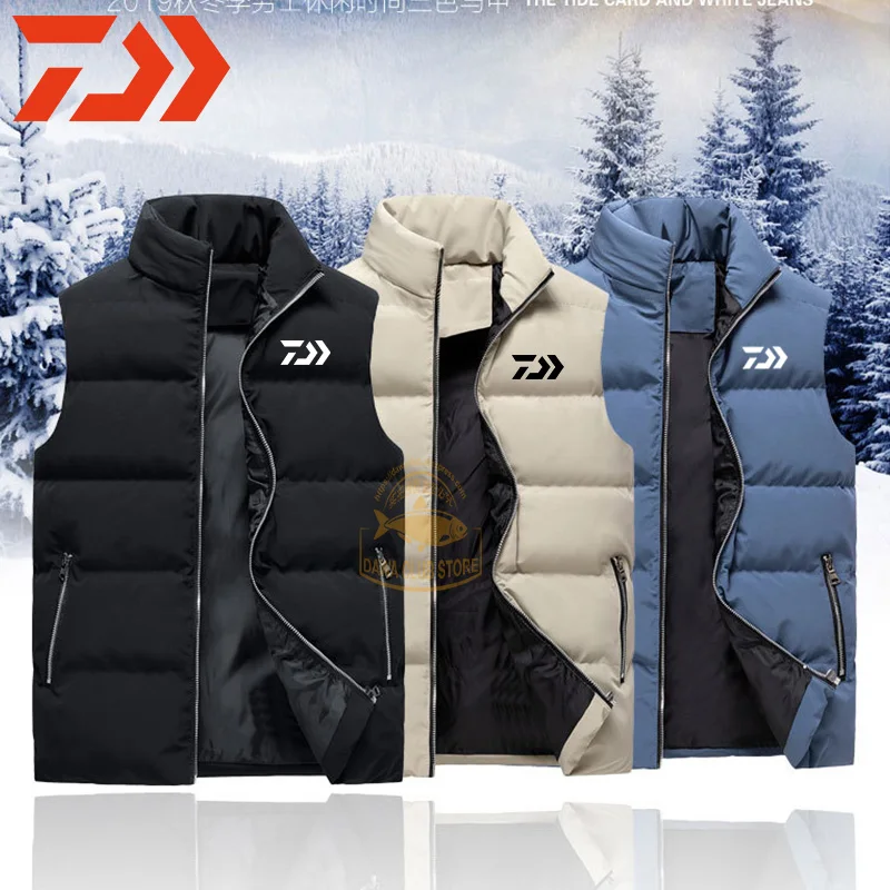 

2020 Winter DAIWA Fishing Clothes Men's Outdoor Sports Windproof Fishing Vest Hiking Warm Fishing Vest Daiwa Down Cotton Vest