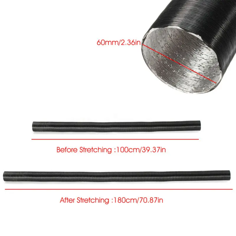 

3.28'-5.9' Ft Heater Duct Aluminum Foil Ducting Hot / Cold Pipe HOT SALE