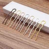 5pcslot 70mm length vintage u shape hairpins hair comb goldsilver plated fashion hairwear diy accessories findings