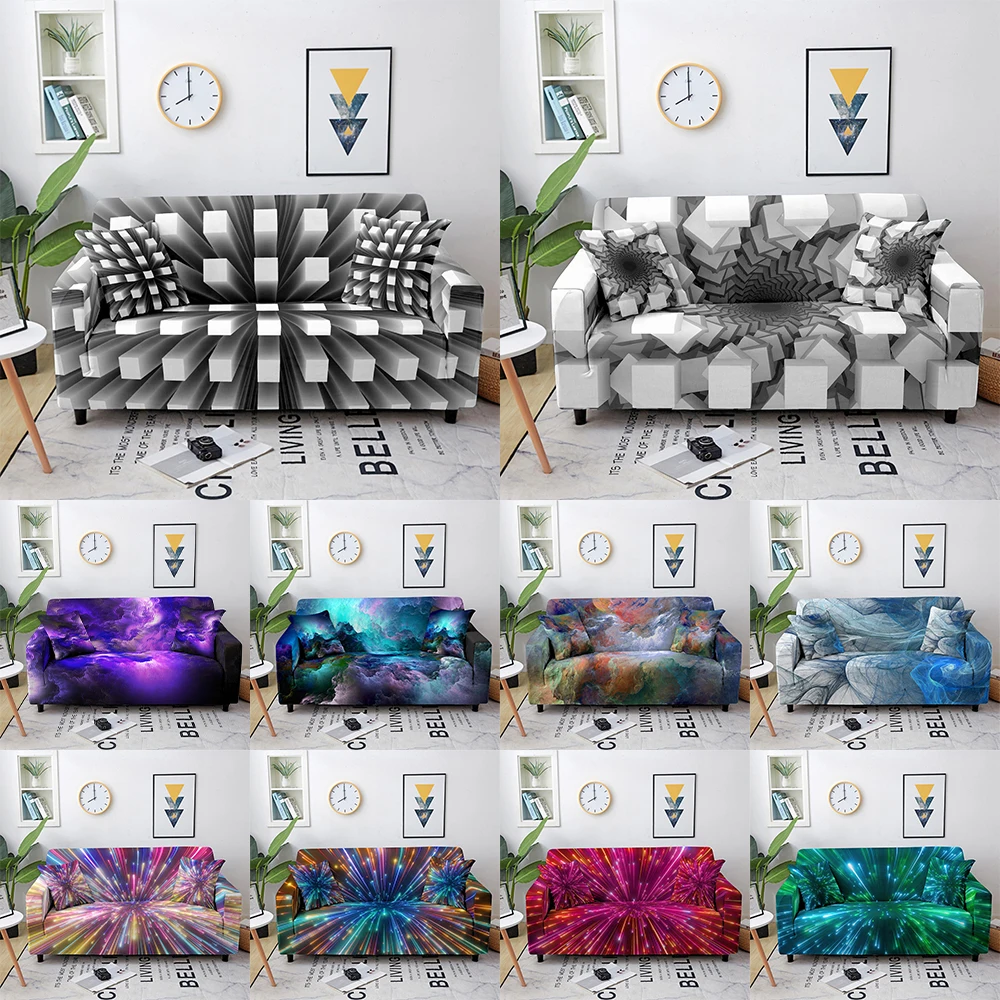 Abstract Sofa Slipcover Elastic Sofa Covers for Living Room Psychedelic Couch Cover L Shape Corner Sofa Cover 1/2/3/4 Seaters