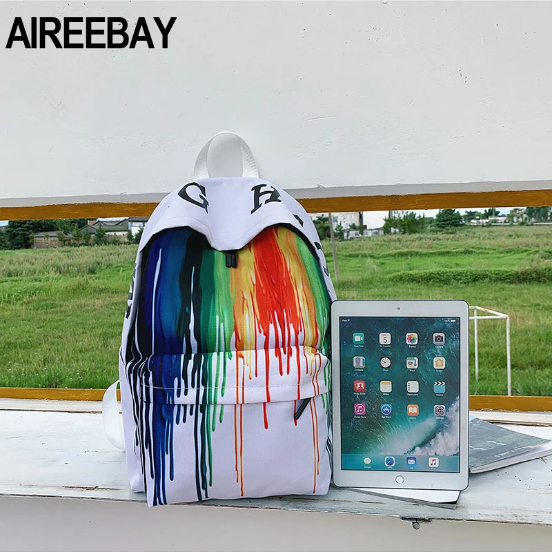 Рюкзак AIREEBAY в Корейском стиле для женщин дорожные сумки с принтом и несколькими