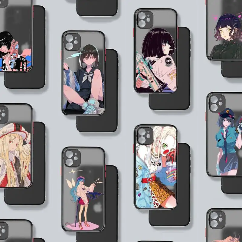 

Cartoon cool cute girl Phone Case Matte Transparent for iPhone 7 8 11 12 s mini pro X XS XR MAX Plus mobile bags coque funda