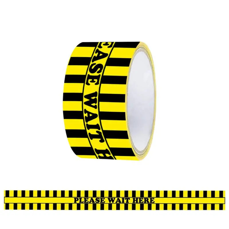 

1Roll Please Wait Here Warning Floor Tape Social Distancing Marking Tape Yellow