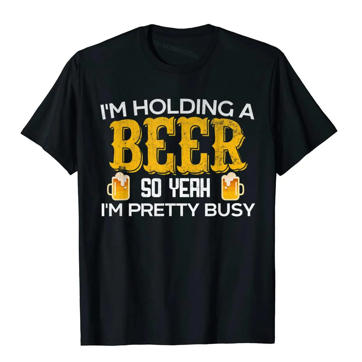 

Забавные футболки с надписью «Я держу пиво», «я очень занят», топы, футболки, семейные уличные хлопковые мужские футболки, рубашки в стиле Ха...