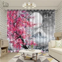romantic cherry blossom curtains for living room mount fuji photo curtains kitchen drapes bedroom curtain micro shading