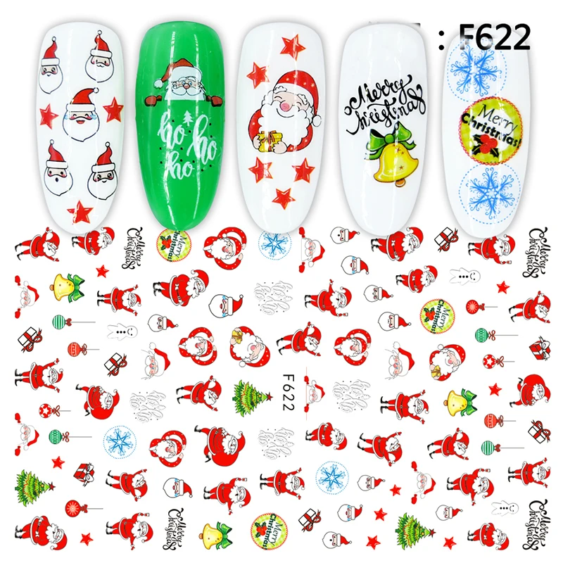 1 шт Nail Art 3D клей Стикеры Рождественский дизайн наклейки в виде снежинок с оленем и
