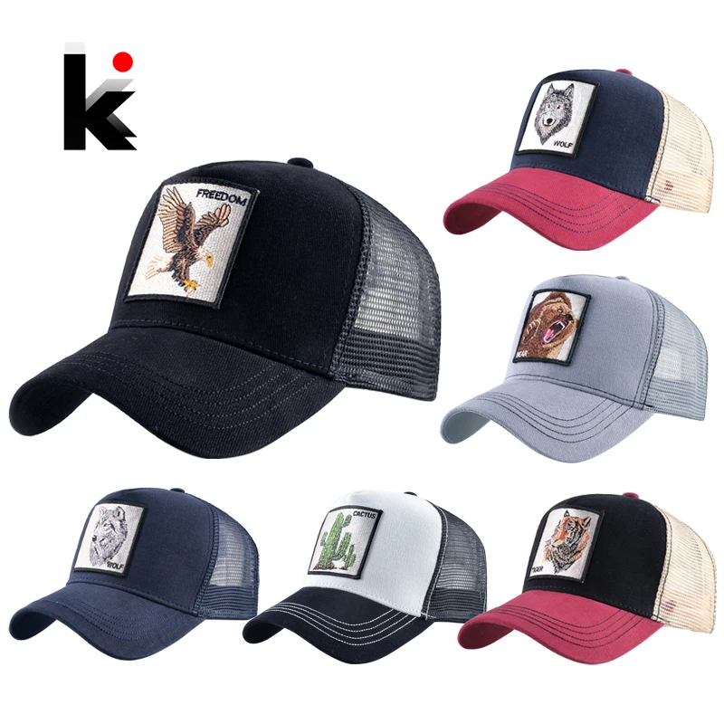 

Fashion Animals Embroidery Baseball Caps Men Women Snapback Hip Hop Hat Summer Breathable Mesh Sun Gorras Unisex Streetwear Bone