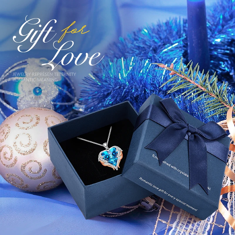 Cdyle готическое черное крыло Ангела Сверкающее красное сердце кристалл от Swarovski Подвеска Ожерелье для Хэллоуина ювелирные изделия подарок - Окраска металла: P0902J in box