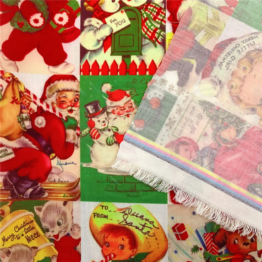 50*145 см Санта-Клаус ретро маленькие животные полиэфирная хлопковая ткань для