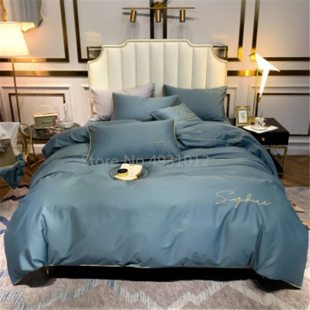 Комплект постельного белья 4 шт. из 100% хлопка однотонный в скандинавском стиле |