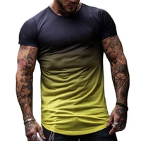 2021 new brand mens stylish cool t shirt mens gradient color t shirt hip hop short sleeve fitness mens t shirt 4xl