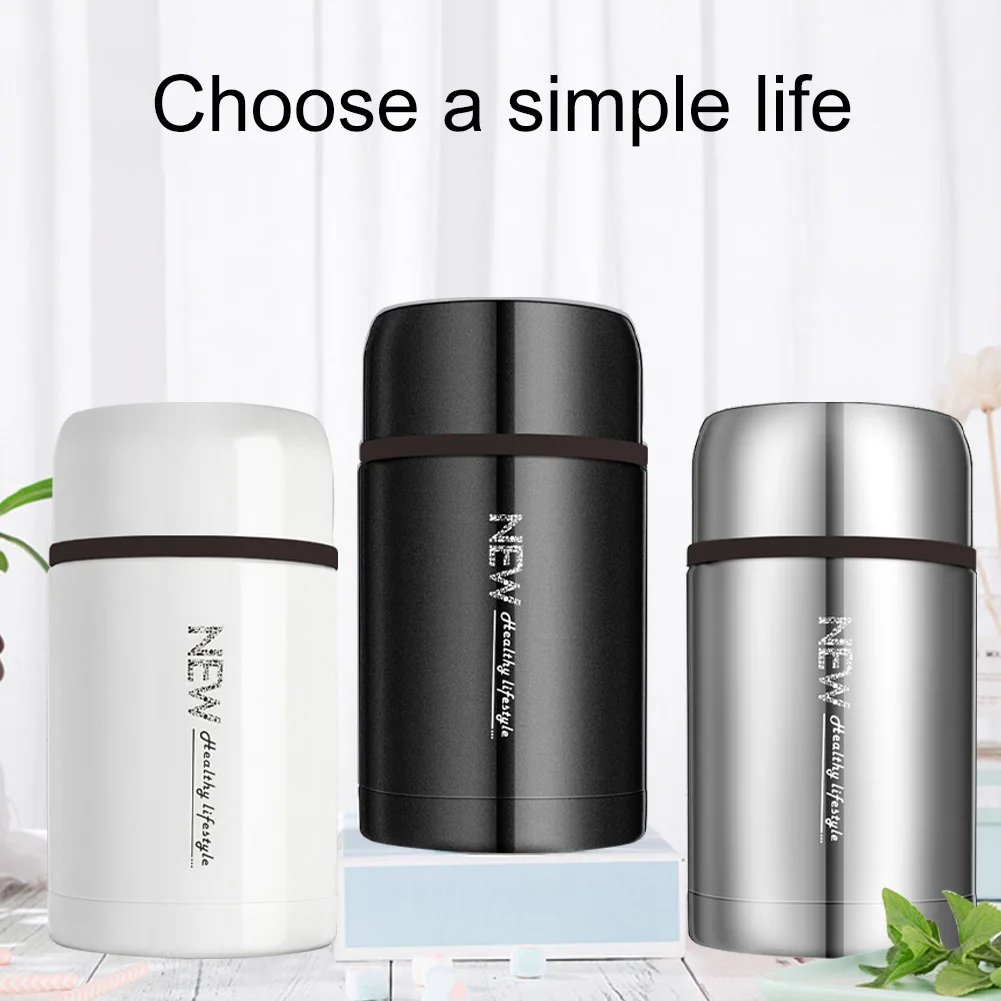 

1L Stainless Steel Travel Food Flask Carry Portable Bottle Gifts Leakproof Accessories Thermal Insulation Container Non Slip