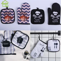 2pcset microwave baking bbq glove cotton cute oven mitts heat resistant linen potholders non slip kitchen cooking tools mitten
