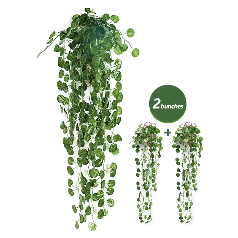 

4pcs 90CM Ivy green Fake Leaves Garland Plant Vine Foliage Home Decor Plastic Rattan string Wall Decor Artificial Plants Wedding