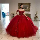 Красное Бальное Платье, бальное платье, бальное платье для выпускного вечера с цветочной аппликацией, вечернее платье для вечеринки в стиле знаменитостей, 15 лет