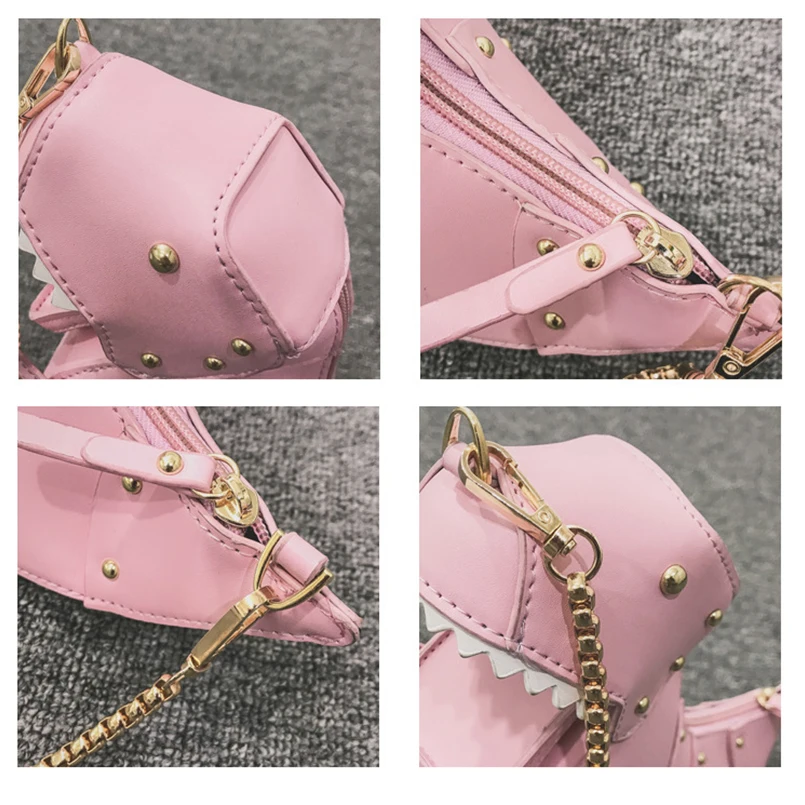 

High Quality PU Fashion Dinosaur Shoulderbag Cute Red Dinosaur Bag Clutch Personality Handbag Coin Purse Girls Crossbody bags