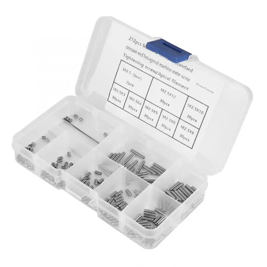 212 шт. установочные винты из нержавеющей стали M2 5 Стыковая Внутренняя