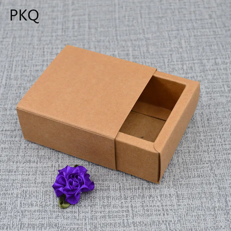 

50 Cartons Outer Size 12.8x10.6x4cm Inner Size 10.6x8.4x3.8cm Brown Paper Box Wedding Gift Box