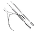 Комплект из 3 предметов, дизайн ногтей инструменты для отшелушивания ножницы для кутикулы толкатель Серебряный Нержавеющаясталь средство для снятия гель-лаков двухсторонний инструмент для пальца, удаляет мертвую кожу пуш-ап