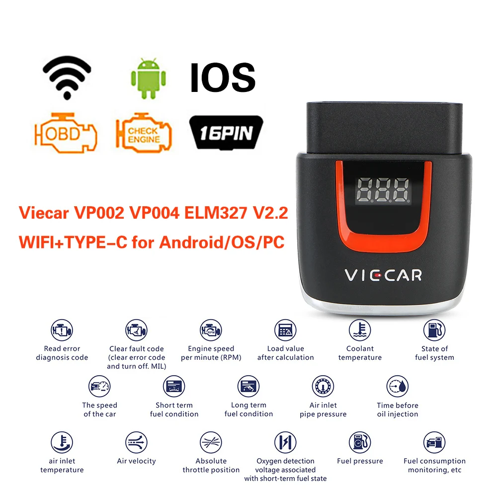 

For Android/IOS Viecar VP004 VP002 ELM327 V2.2 USB Scanner Code Reader WIFI ELM 327 OBD2 Car Diagnostic Auto Tool Elm327 OBD