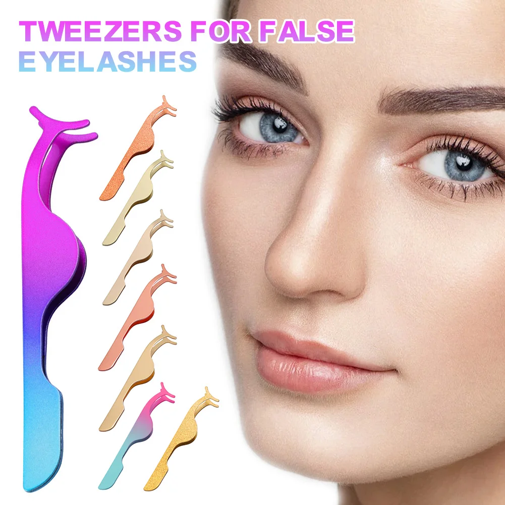 

8 Colors False Eyelash Applicator Tool Stainless Steel Rust-proof Eyelashe Extension Tweezers Remover Clip Makeup Tool For Women