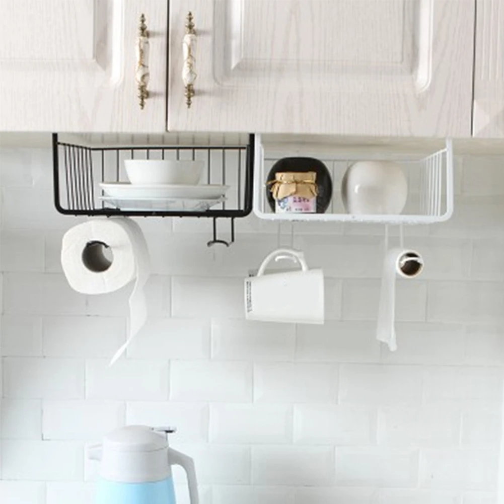 Iron Art Desk Home Wire Under Shelf Kitchen Storage Basket Organizer Cabinet Cupboard Cup Holder Pantry Dual Hook Bookshelf | Дом и сад