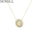SUNSLL, золотое, медное, круглое ожерелье с белым кубическим цирконием, крошечное, нежное, бриллиантовое ожерелье, ювелирные изделия для женщин, подарок для женщин