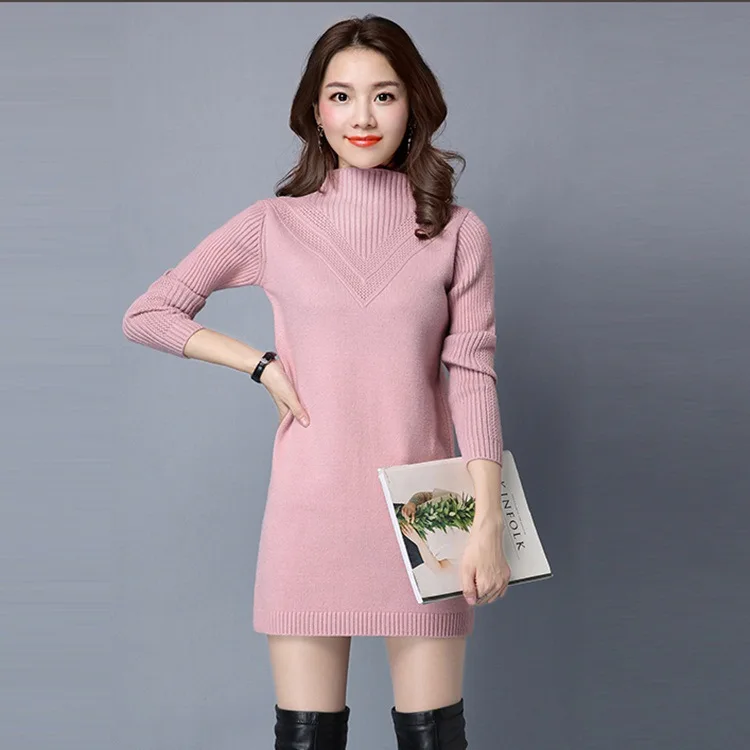 Зимний вязаный толстый свитер для женщин водолазка с длинным рукавом пуловеры