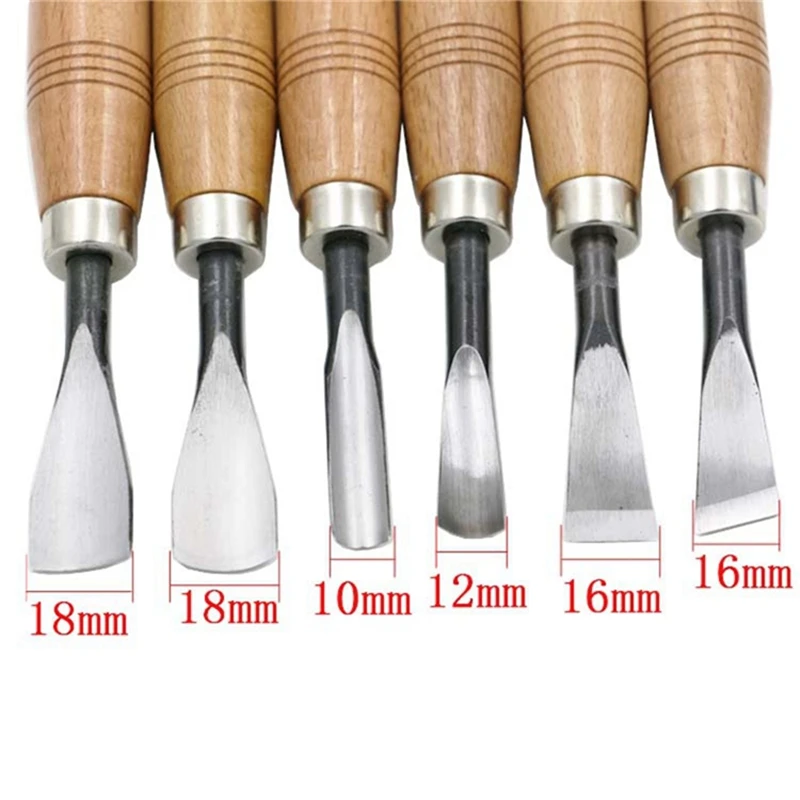 

6Pcs Woodcut Knife Wood Carving Chisel Set Chip Detail Carving Chisels Kit Rust-Proof Wood Carpenter Hand Tools For Working Diy