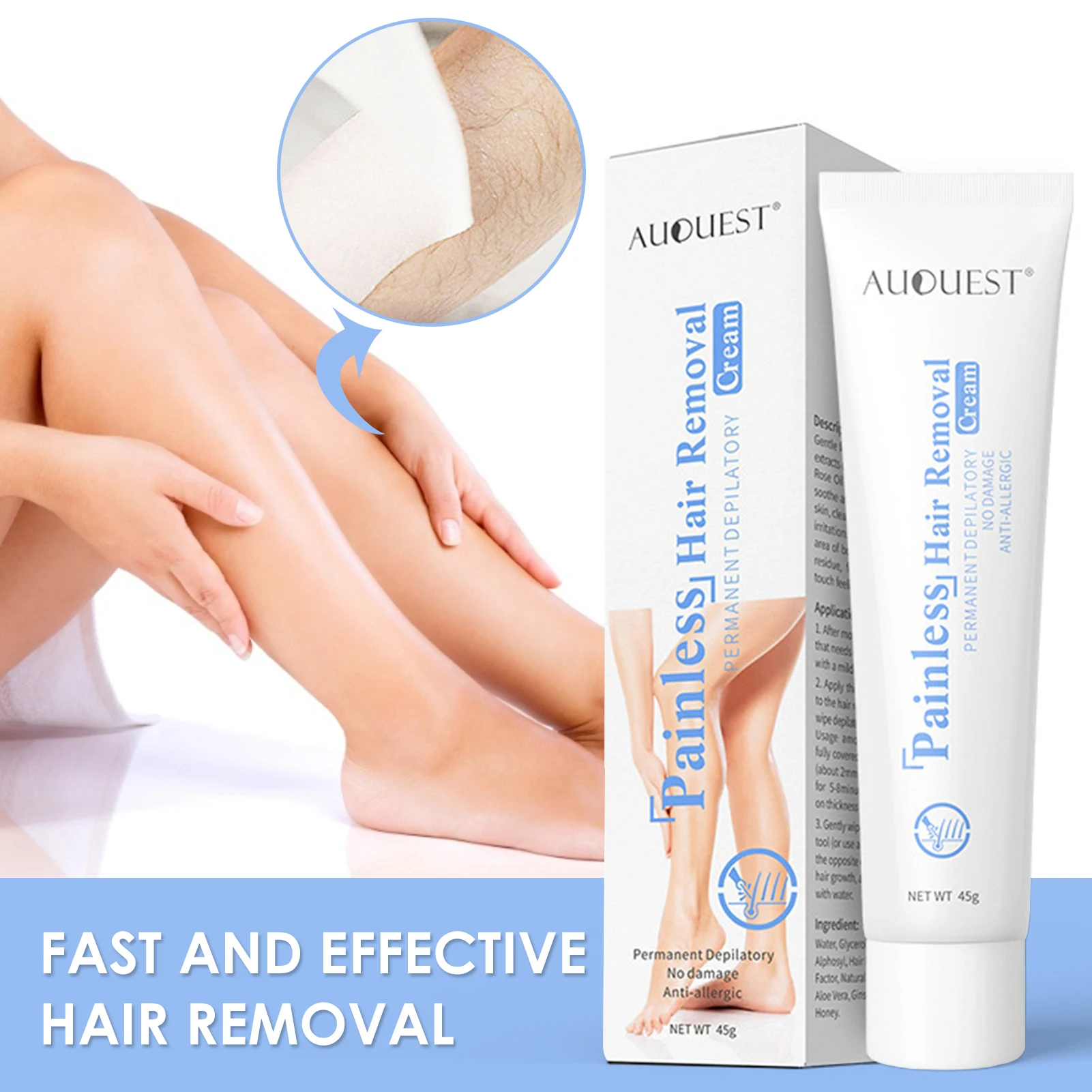 

Summer Skin Cleansing Hair Removal Cream Painless Hair Remover For Armpit Legs And Arms Skin Care Body Care Depilatory Cream 45g
