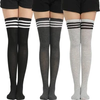 black striped stocking women anime cosplay long stockings girls elasticity knee high dancing stockings gray white wholesale