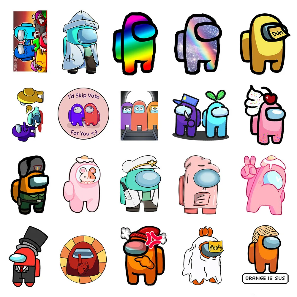

50pcs/pack Hot sale Game Among Us Graffiti Stickers For Notebook Motorcycle Skateboard Computer Mobile Phone Decal Cartoon Toy
