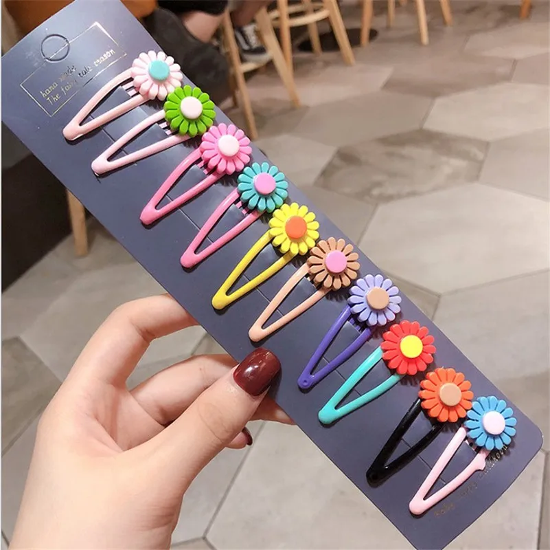 10pcs set flower 10/15 шт/набор для девочек милые Мультяшные животные фрукты 5 см заколки для волос детские прекрасные заколки для волос Детские аксессуары для волос - Цвет: 10pcs set flower